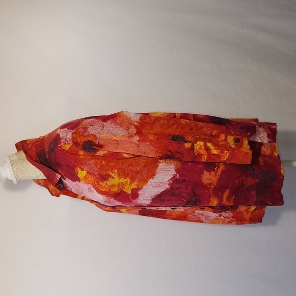 Chico's Artsy Multicolor 3/4 Button Cuff Sleeve 100% Cotton Button Down Top SZ 1 - Picture 8 of 13